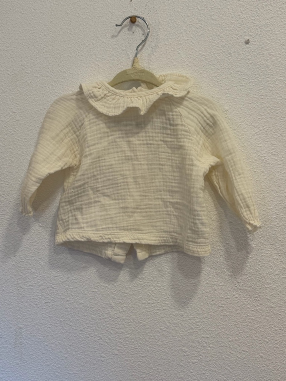 Zara Cream Ruffle Collar Cotton Top